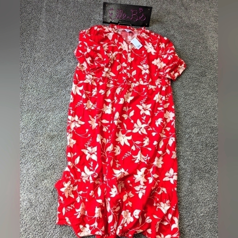 NWT Croft & Borrow Red/Cream Floral Maxi Dress 2X